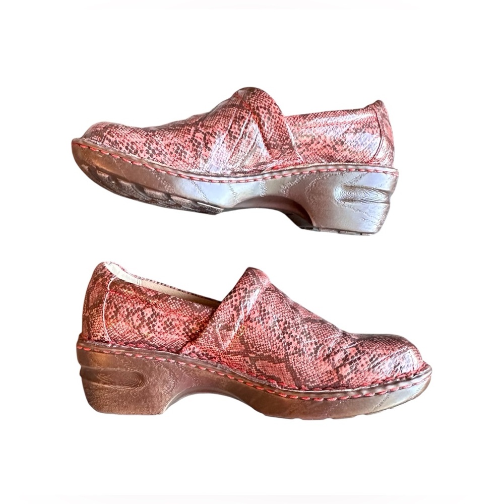 b.o.c. Red Snake Print Mules